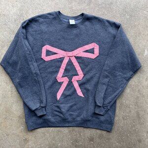 Upcycled Bow Sweatshirt Women Gray L